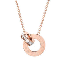 Load image into Gallery viewer, Couple Jewelry Austrian Crystal Love Necklace Luxury Brand Roman Numerical Necklace For Women Two Circle Pendant Clavicle
