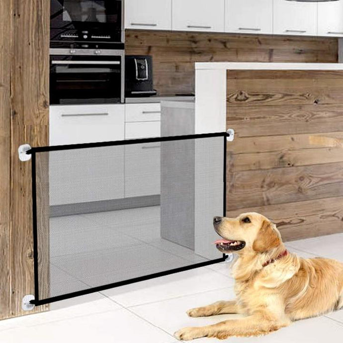 Dog Safety Mesh Gate Easy to Roll and Latch for Stairways, Doorways, Hallways, Patios,Deck and Banisters OMG Shop Zone