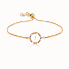 Load image into Gallery viewer, Colorful Rainbow Zircon 26 Letter Bracelet for Women adjustable initial Bracelet Femme Snake Chain Jewelry Christmas gifts
