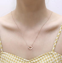 Load image into Gallery viewer, Couple Jewelry Austrian Crystal Love Necklace Luxury Brand Roman Numerical Necklace For Women Two Circle Pendant Clavicle
