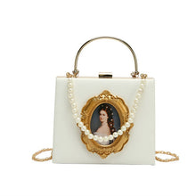 Load image into Gallery viewer, Fashion Box Evening Bag Diamond Clutch Bag Beauty Girl Pearl Luxury Handbag Banquet Party Metal HandlePurse Women&#39;s Shoulder Bag
