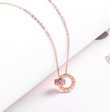 Load image into Gallery viewer, Couple Jewelry Austrian Crystal Love Necklace Luxury Brand Roman Numerical Necklace For Women Two Circle Pendant Clavicle

