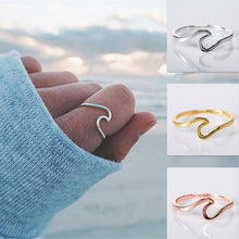 Lade das Bild in den Galerie-Viewer, Wave Ring Ocean Sea Beach Finger Cute Rose Gold Silver Color cjdropshipping
