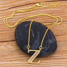 Lade das Bild in den Galerie-Viewer, Top Quality Initial Name Letter Necklace Gold 26 Letters Charm Pendants Micro Pave CZ Copper Chain Jewelry For Women Girls Gifts DSers
