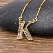 Lade das Bild in den Galerie-Viewer, Top Quality Initial Name Letter Necklace Gold 26 Letters Charm Pendants Micro Pave CZ Copper Chain Jewelry For Women Girls Gifts DSers
