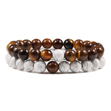 Lade das Bild in den Galerie-Viewer, Set Bracelet Couples Distance Black White Natural Lava Stone Tiger Eye Beaded Yoga Bracelets for Men Women Elastic Rope Jewelry DSers
