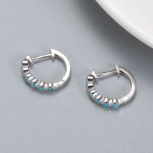 Lade das Bild in den Galerie-Viewer, New s925 sterling silver earrings Korean girl simple diamond blue zircon earrings retro silver earrings DSers
