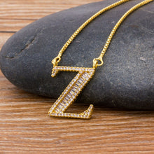 Lade das Bild in den Galerie-Viewer, Top Quality Initial Name Letter Necklace Gold 26 Letters Charm Pendants Micro Pave CZ Copper Chain Jewelry For Women Girls Gifts DSers
