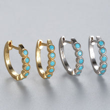 Lade das Bild in den Galerie-Viewer, New s925 sterling silver earrings Korean girl simple diamond blue zircon earrings retro silver earrings DSers
