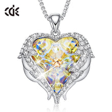 Lade das Bild in den Galerie-Viewer, Silver Necklace Embellished with Crystals Necklace Angel Wings Heart Pendant Valentines Gift DSers

