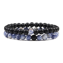 Lade das Bild in den Galerie-Viewer, Set Bracelet Couples Distance Black White Natural Lava Stone Tiger Eye Beaded Yoga Bracelets for Men Women Elastic Rope Jewelry DSers
