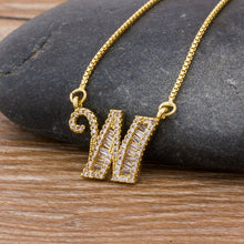 Lade das Bild in den Galerie-Viewer, Top Quality Initial Name Letter Necklace Gold 26 Letters Charm Pendants Micro Pave CZ Copper Chain Jewelry For Women Girls Gifts DSers
