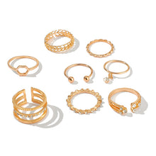 Load image into Gallery viewer, 8pcs/sets Bohemian Geometric Rings Sets Clear Crystal Stone Gold Chain Opening Rings eprolo
