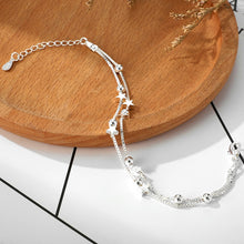 Load image into Gallery viewer, DAIWUJAN 925 Sterling Silver Double Layers Stars Beads Bracelets For Women Elegant Box Chain Charm Bracelet Birthday Party Gift

