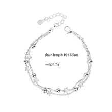 Load image into Gallery viewer, DAIWUJAN 925 Sterling Silver Double Layers Stars Beads Bracelets For Women Elegant Box Chain Charm Bracelet Birthday Party Gift
