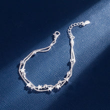 Load image into Gallery viewer, DAIWUJAN 925 Sterling Silver Double Layers Stars Beads Bracelets For Women Elegant Box Chain Charm Bracelet Birthday Party Gift
