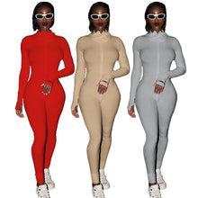 Lade das Bild in den Galerie-Viewer, Streetwear White Knitted Sexy Bodycon Lucky Label Jumpsuit Women Overall 2020 Long Sleeve Skinny Rompers Womens Jumpsuit Female OMG Shop Zone
