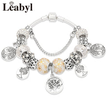 Load image into Gallery viewer, Dropshipping Tibetan Silver Tree of Life Fashion Bead Bracelet Green Leaf Floral Crystal Charm Bracelet &amp; Bangle Pulsera Jewelry DSers
