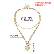 Load image into Gallery viewer, Gothic Baroque Pearl Coin Pendant Choker Necklace for Women Wedding Punk Bead Lariat Gold Color Long Chain Necklace Jewelry Gift
