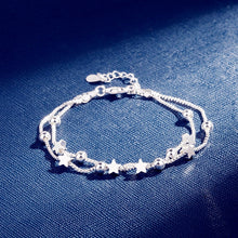 Load image into Gallery viewer, DAIWUJAN 925 Sterling Silver Double Layers Stars Beads Bracelets For Women Elegant Box Chain Charm Bracelet Birthday Party Gift
