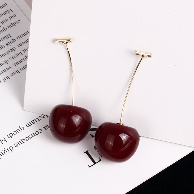Cute Cherry Earrings New European and American Fruit Fashion Long Ear Lady Earrings DSers