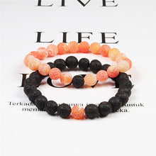 Lade das Bild in den Galerie-Viewer, Set Bracelet Couples Distance Black White Natural Lava Stone Tiger Eye Beaded Yoga Bracelets for Men Women Elastic Rope Jewelry DSers
