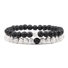 Lade das Bild in den Galerie-Viewer, Set Bracelet Couples Distance Black White Natural Lava Stone Tiger Eye Beaded Yoga Bracelets for Men Women Elastic Rope Jewelry DSers

