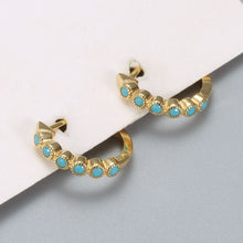 Lade das Bild in den Galerie-Viewer, New s925 sterling silver earrings Korean girl simple diamond blue zircon earrings retro silver earrings DSers
