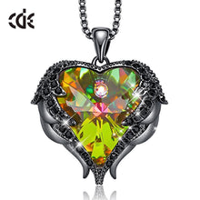 Lade das Bild in den Galerie-Viewer, Silver Necklace Embellished with Crystals Necklace Angel Wings Heart Pendant Valentines Gift DSers
