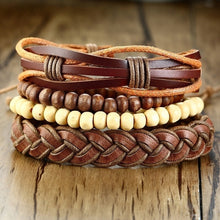 Load image into Gallery viewer, Handmade Recycled Imitation Braided Wrap Leather Bracelet 4Pcs/ Set DSers
