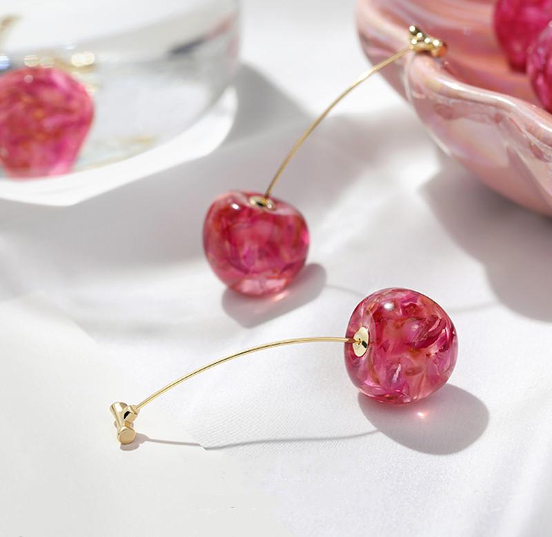 New Arrival Dominated Acrylic fashion Geometric fine Women Drop Earrings contracted sweet cherry modelling long earrings DSers