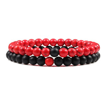 Lade das Bild in den Galerie-Viewer, Set Bracelet Couples Distance Black White Natural Lava Stone Tiger Eye Beaded Yoga Bracelets for Men Women Elastic Rope Jewelry DSers
