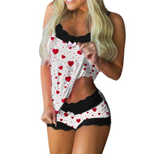 Lade das Bild in den Galerie-Viewer, Spaghetti Strap Lace Pajama Set Sleeveless Trim Bowknot Pyjamas Sleep Shorts Set Lace Pijama Suit Sleepwear Women Sexy Nighties DSers
