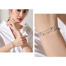 Load image into Gallery viewer, DAIWUJAN 925 Sterling Silver Double Layers Stars Beads Bracelets For Women Elegant Box Chain Charm Bracelet Birthday Party Gift
