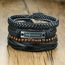 Load image into Gallery viewer, Handmade Recycled Imitation Braided Wrap Leather Bracelet 4Pcs/ Set DSers
