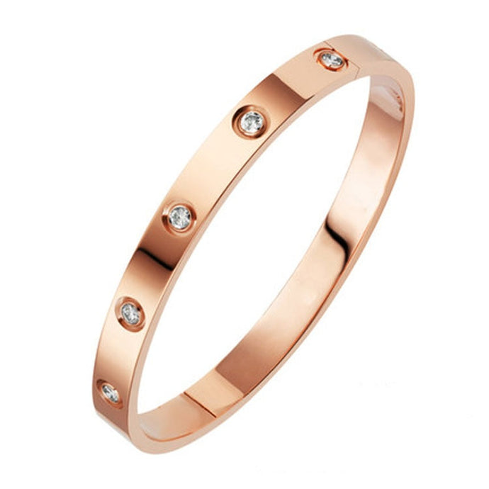 New Fashion Classic Women's Bangles For Women Gold Rose Gold Silver Color Rhinestone Bracelet Cuff Simple Trendy Jewelry DSers