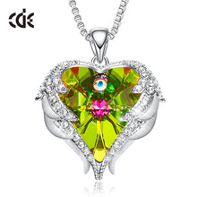 Lade das Bild in den Galerie-Viewer, Silver Necklace Embellished with Crystals Necklace Angel Wings Heart Pendant Valentines Gift DSers
