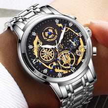 Lade das Bild in den Galerie-Viewer, New Fashion Men&#39;s Watch Stainless Steel Top Brand Luxury Waterproof Sports Chronograph Quartz Men&#39;s Relogio Masculino DSers
