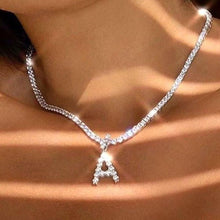 Load image into Gallery viewer, Caraquet Ice out A-Z Letter Initial Pendant Necklace Silver Color Tennis Chain Choker Necklace Female Fashion Statement Jewelry DSers
