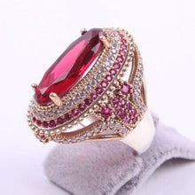 Load image into Gallery viewer, Gorgeous Large Oval Red Stone Ring Luxury Filled CZ Weddings Rings For Women Engagement Fashion Jewelry Gifts Anillos Mujer DSers
