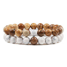 Lade das Bild in den Galerie-Viewer, Set Bracelet Couples Distance Black White Natural Lava Stone Tiger Eye Beaded Yoga Bracelets for Men Women Elastic Rope Jewelry DSers
