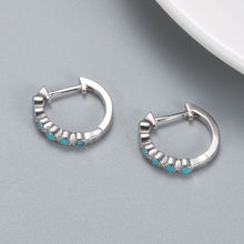 Lade das Bild in den Galerie-Viewer, New s925 sterling silver earrings Korean girl simple diamond blue zircon earrings retro silver earrings DSers
