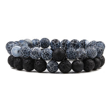 Lade das Bild in den Galerie-Viewer, Set Bracelet Couples Distance Black White Natural Lava Stone Tiger Eye Beaded Yoga Bracelets for Men Women Elastic Rope Jewelry DSers
