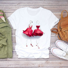 Load image into Gallery viewer, Dreamer Short Sleeve  Feather Fashion Print Ladies T-shirts Top DSers
