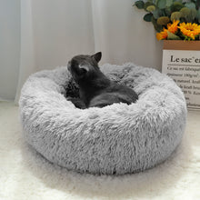 Lade das Bild in den Galerie-Viewer, Donut Pet Bed - Fluffy Calming Cat &amp; Dog Bed Long Plush  Hondenmand Round  Lounger Sleeping Bag Kennel Cat Puppy Sofa Bed House OMG Shop Zone

