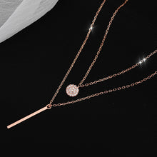 Load image into Gallery viewer, 925 Sterling Silver Double layer Necklace Round Shiny Full Zircon Long pendant Necklaces DSers
