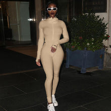 Lade das Bild in den Galerie-Viewer, Streetwear White Knitted Sexy Bodycon Lucky Label Jumpsuit Women Overall 2020 Long Sleeve Skinny Rompers Womens Jumpsuit Female OMG Shop Zone
