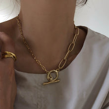 Lade das Bild in den Galerie-Viewer, Peri&#39;sBox Box Chain Toggle Clasp Gold Necklaces Mixed Linked Circle Necklaces for Women Minimalist Choker Necklace Hot Jewelry DSers
