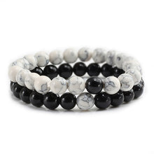 Lade das Bild in den Galerie-Viewer, Set Bracelet Couples Distance Black White Natural Lava Stone Tiger Eye Beaded Yoga Bracelets for Men Women Elastic Rope Jewelry DSers
