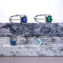 Lade das Bild in den Galerie-Viewer, Huitan Square Blue Series Stone Women Rings Simple Minimalist Pinky Accessories Ring Band Elegant Engagement Jewelry Rings DSers
